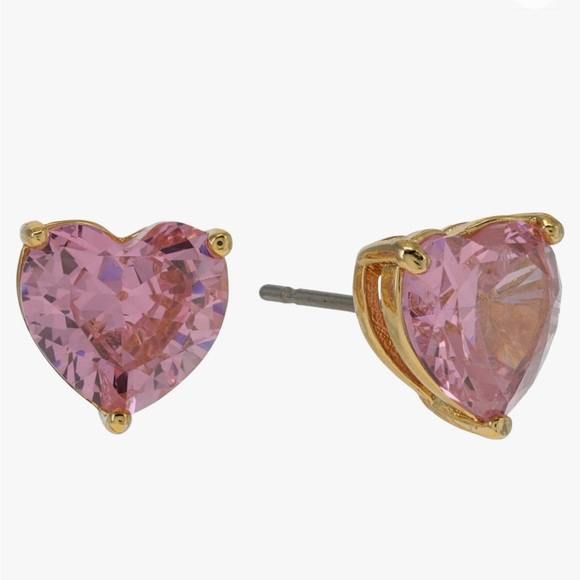 New Kate Spade Gold-Tone Stone Heart Stud Earrings - Picture 5 of 9